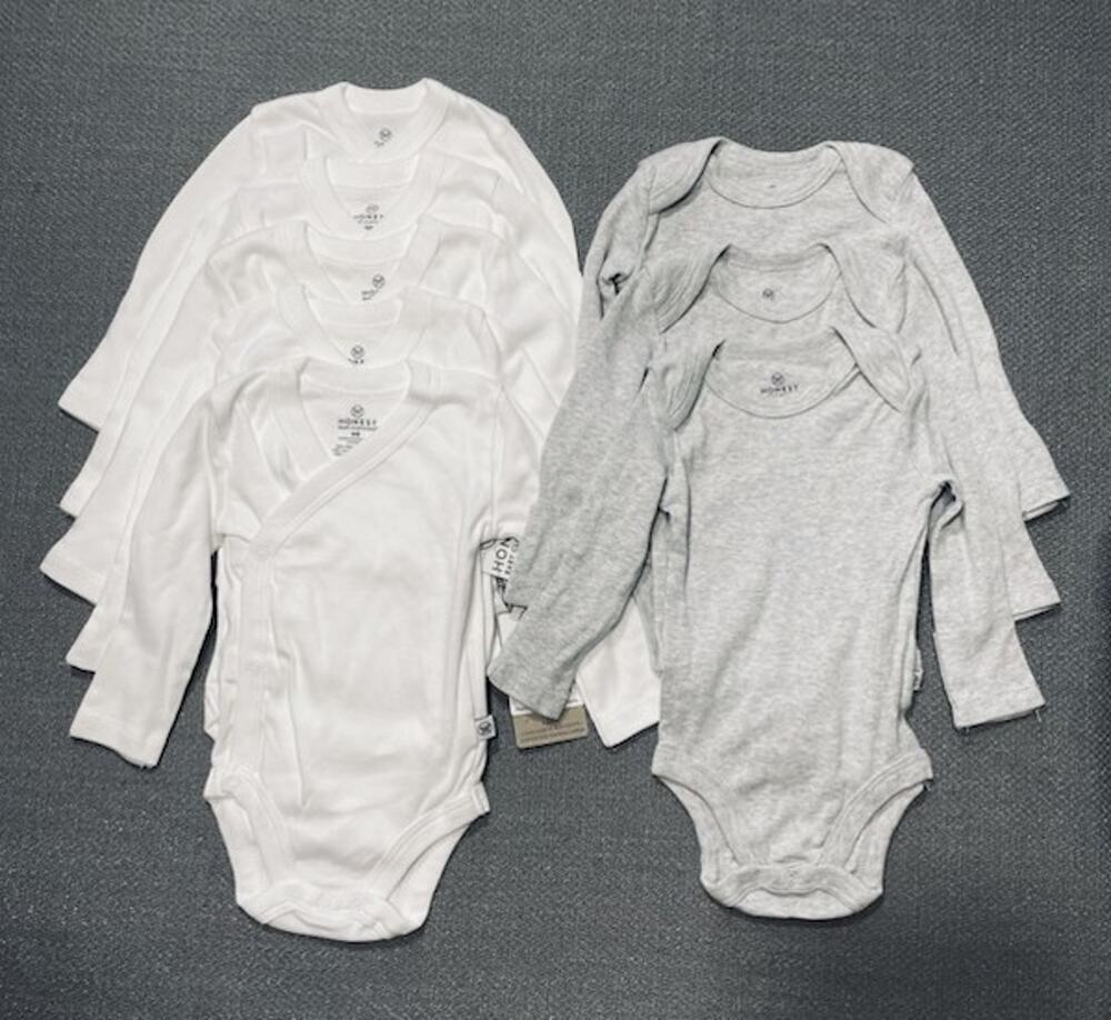 Honest Baby Clothing 8 Pack Long Sleeve Organic Bodysuits NEWBORN NEW